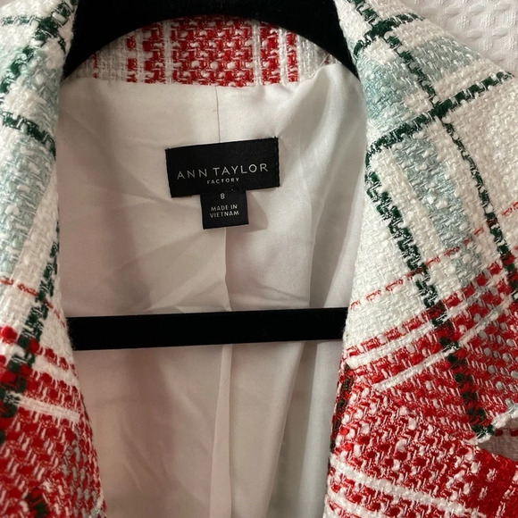 NWOT AT Factory Multi Plaid Long Blazer Jacket - Picture 5 of 6